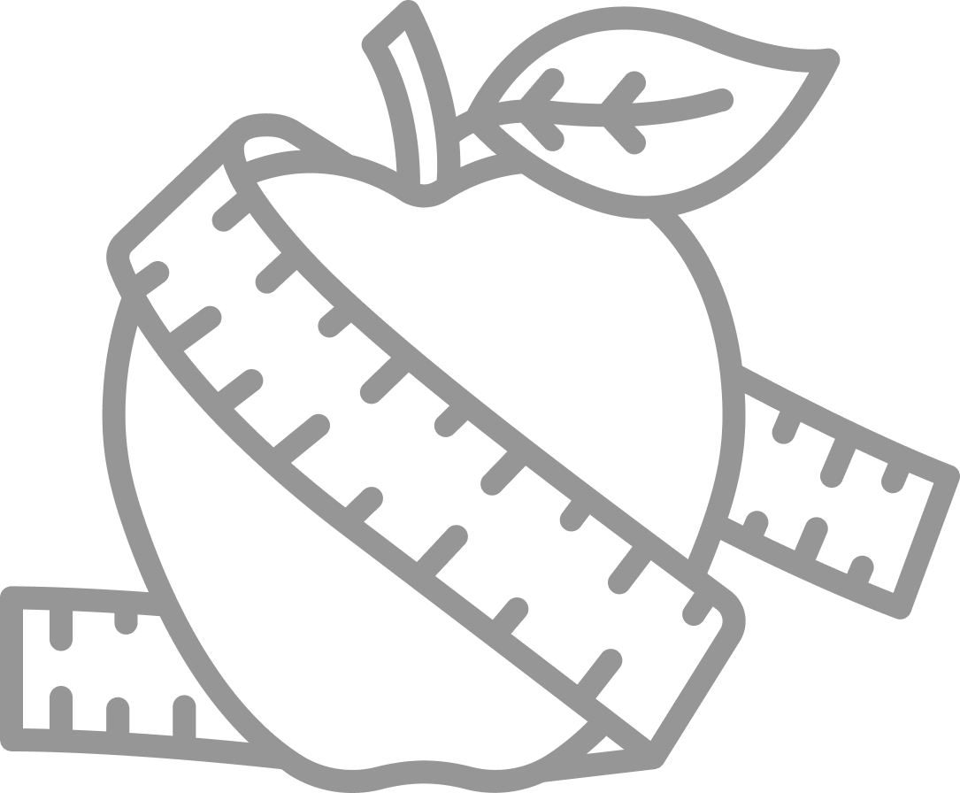 Body sculpting icon with tape & leaf
