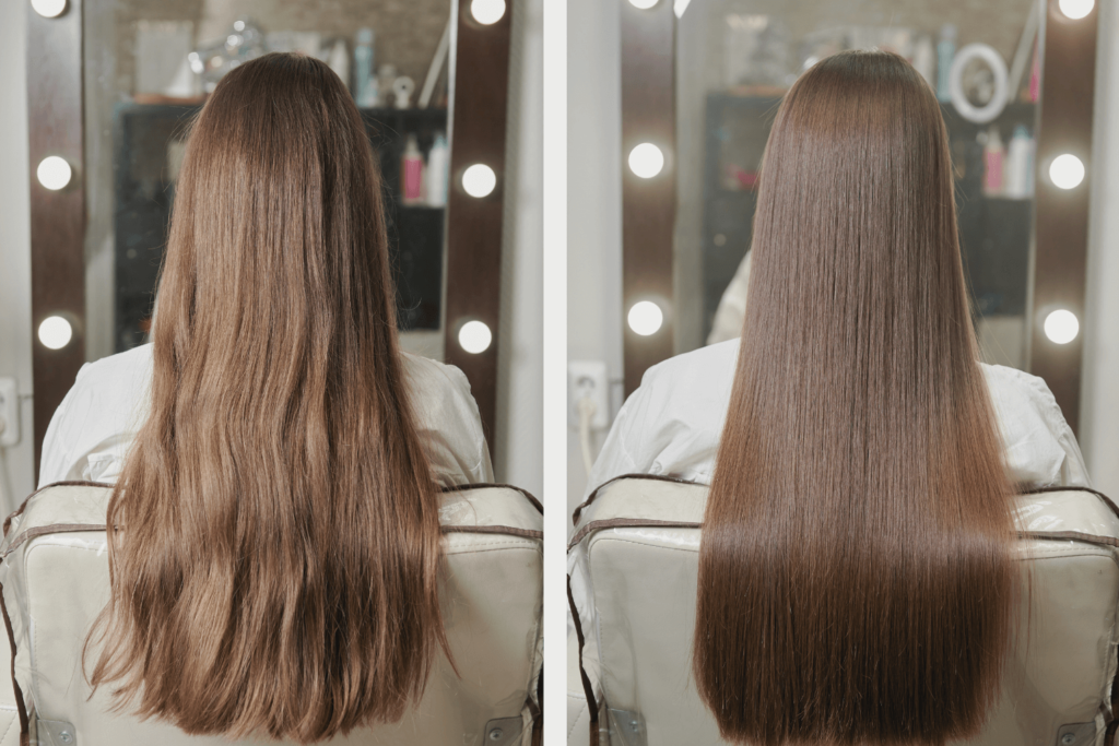 Nanoplastia before and after hair transformation at BossBeautyBar.