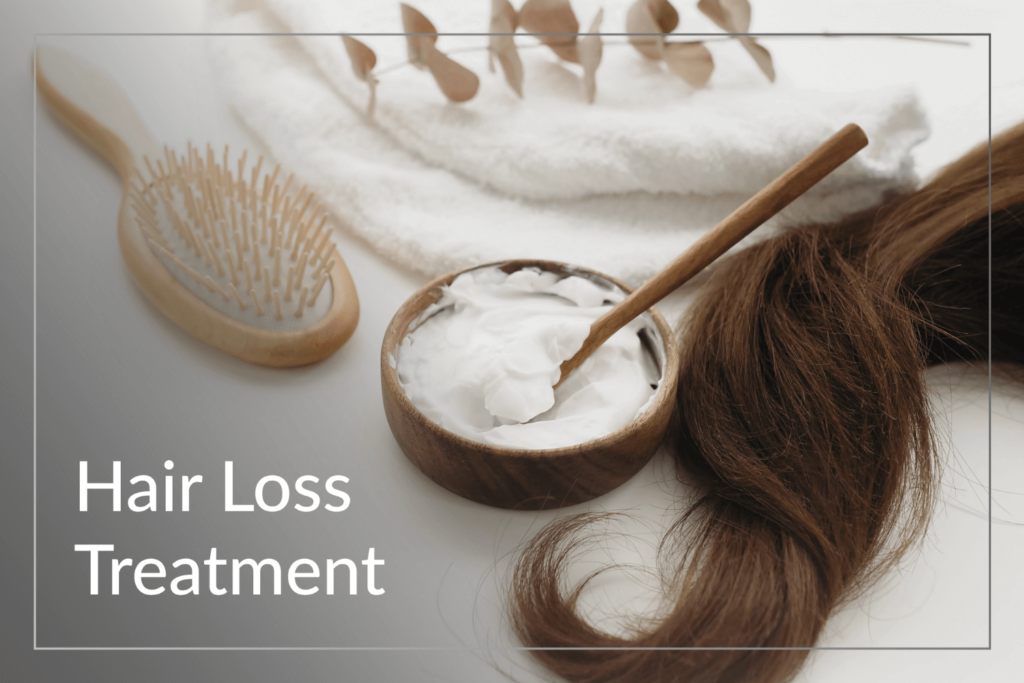 Hairbrush, treatment cream, and hair for Hair Restoration at BossBeautyBar.