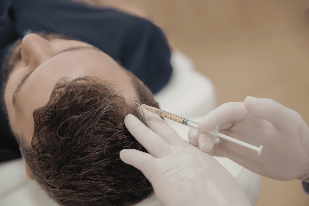 PRP treatment for hair loss at BossBeautyBar, showing advanced scalp therapy to stimulate hair growth.