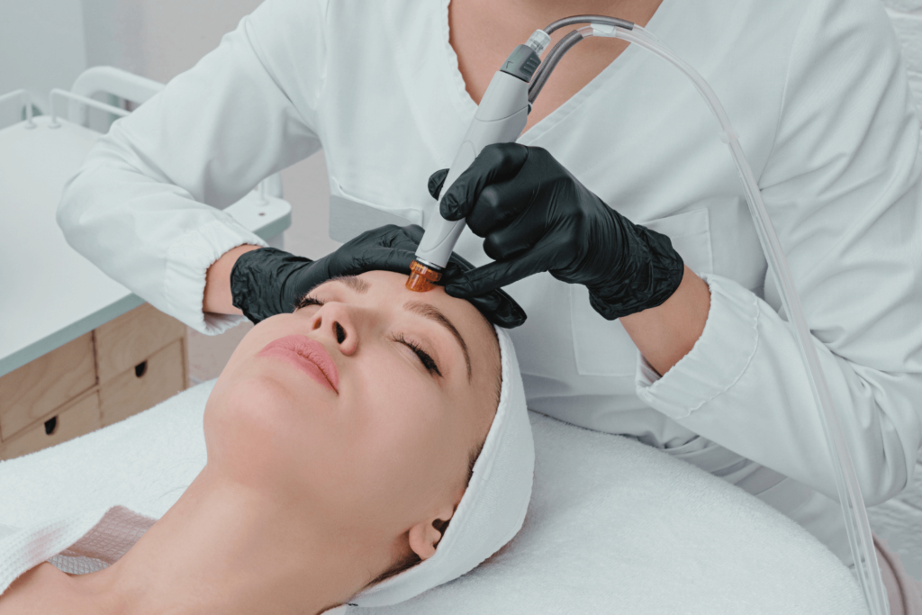 Client receiving a Hydra Facial treatment at BossBeautyBar
