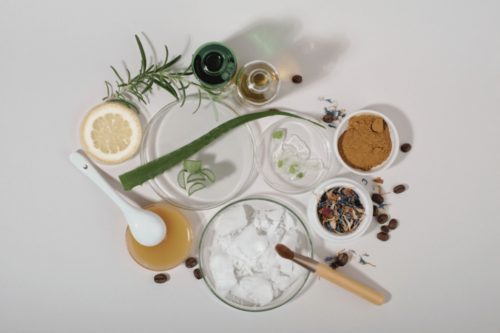 Natural skincare ingredients used in beauty treatments at Boss Beauty Bar Academy